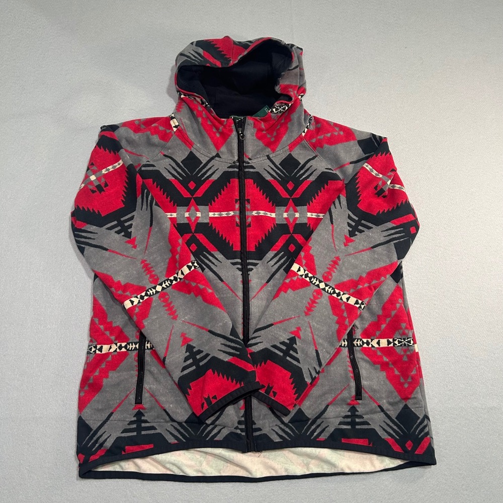 Lauren Active Ralph Lauren Hoodie Women XL Red Southwestern Geometric Full Zip